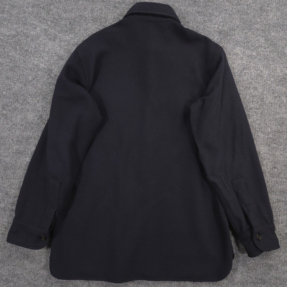 Vintage Woolrich Shirt Jacket Mens Medium Navy CPO Over Shirt Wool Blend Shacket - Picture 3 of 9